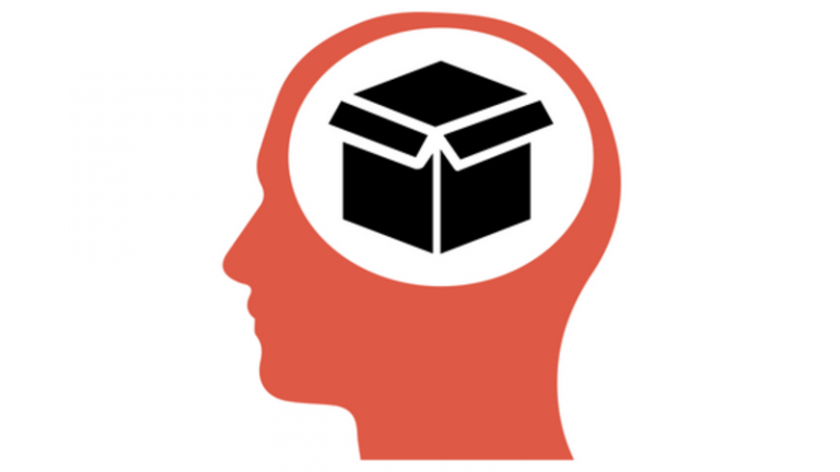 Illustration of a head with a box icon inside it